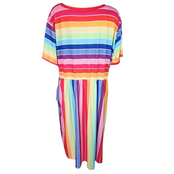 Unbranded Dress Womens Plus Size 5XL Rainbow Pullover Striped Pride Happy Color - Picture 3 of 7